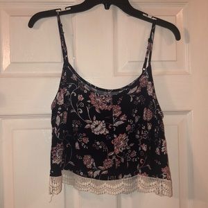 SOLD Charlotte Russe Floral and Lace Crop Top
